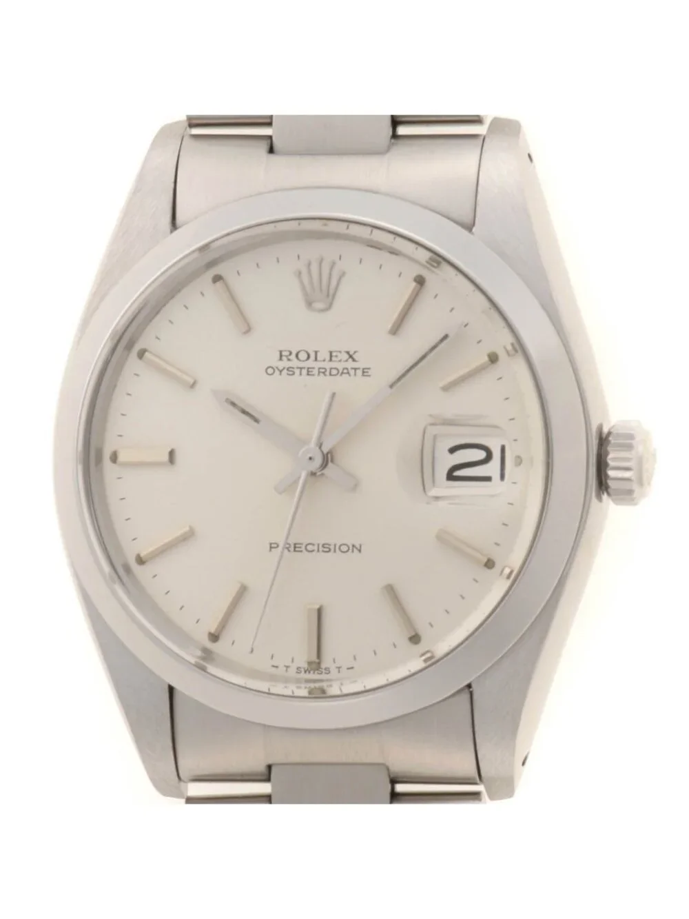 Rolex Oyster Date 34 Precision Caliber Watch Stainless Steel Silver Dial Manual